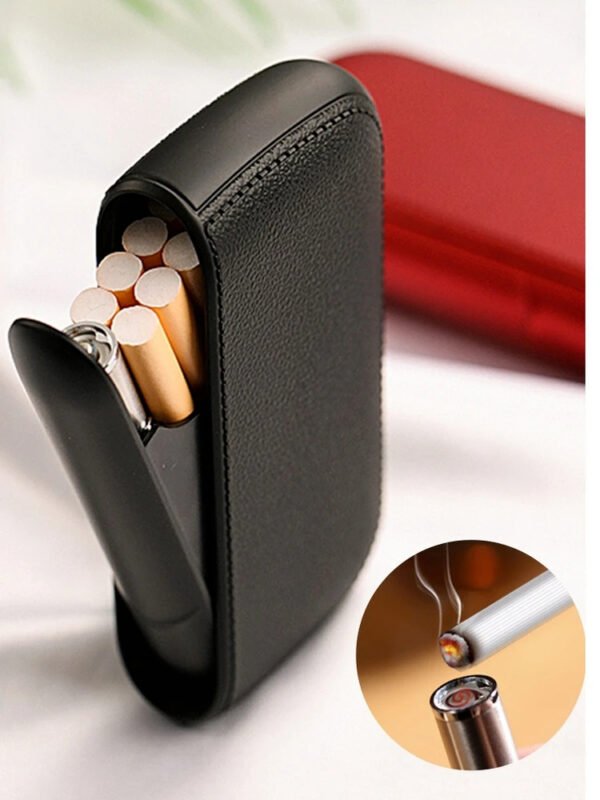 Imitation Leather Cigarette Case with Electronic Lighter