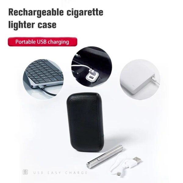 Imitation Leather Cigarette Case with Electronic Lighter - Image 5
